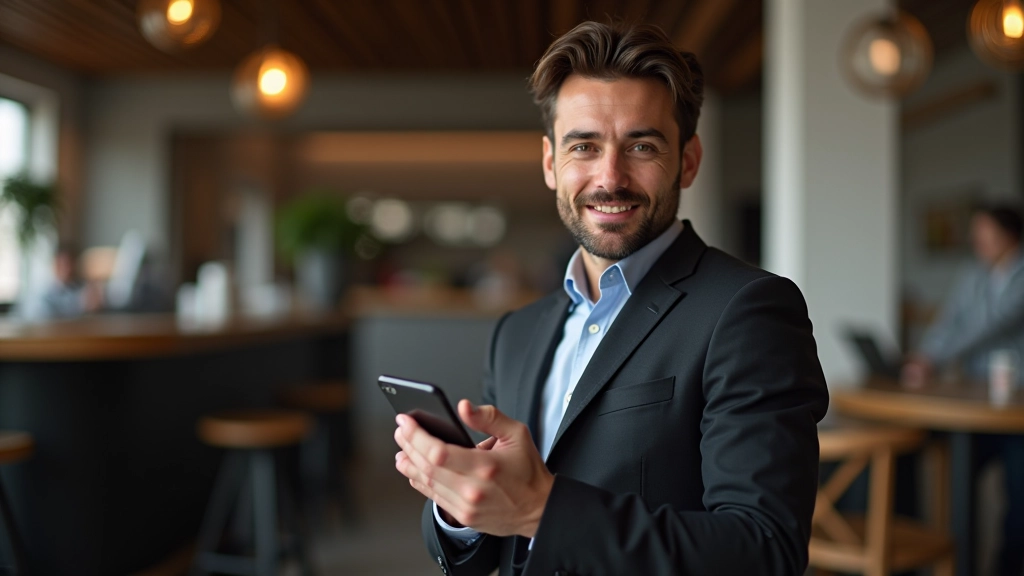 Person holding smartphone with mobile payment app displayed, digital wallet interface visible on screen